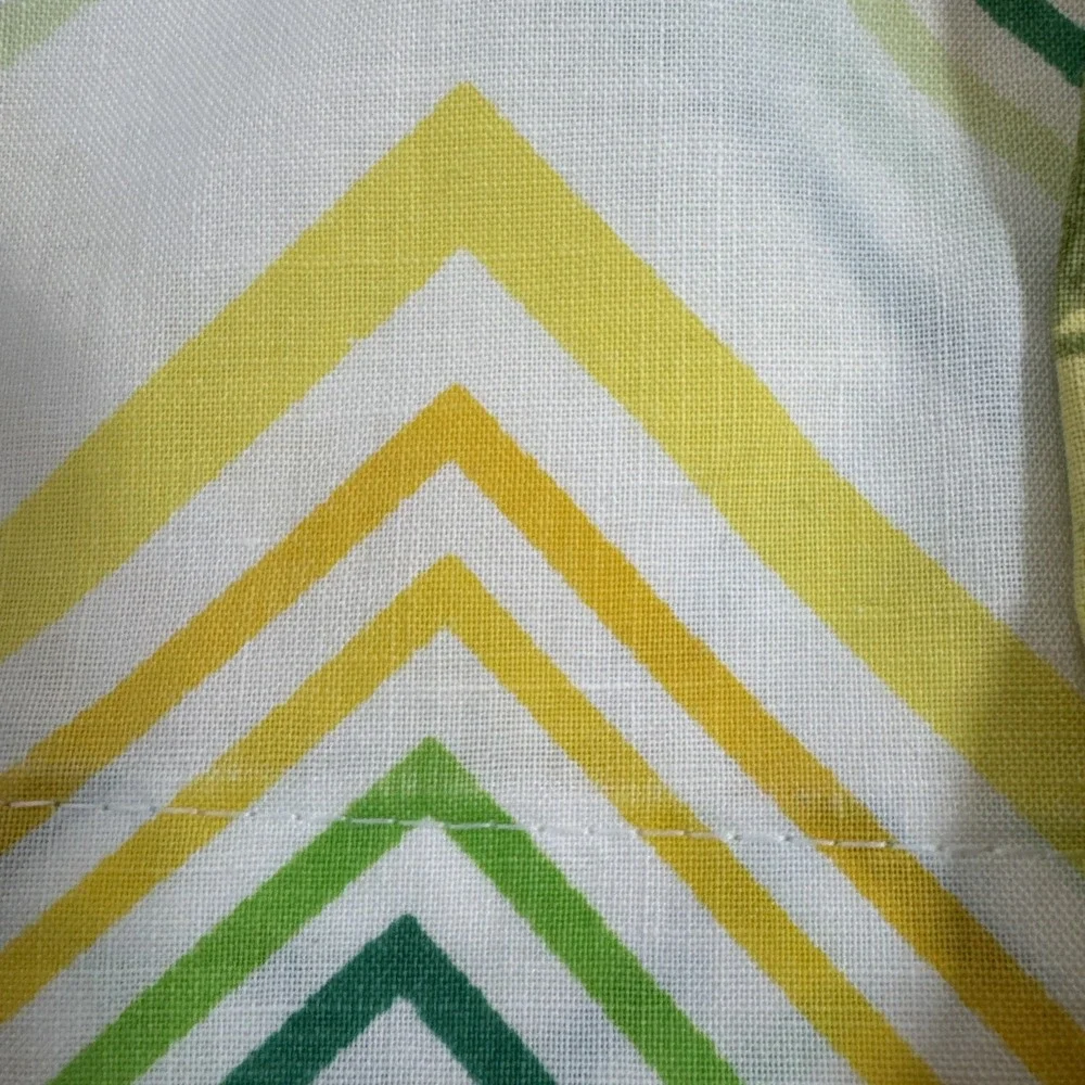 Vintage Cannon Monticello Pillowcase Set Yellow Floral Green Chevron 70s Muslin